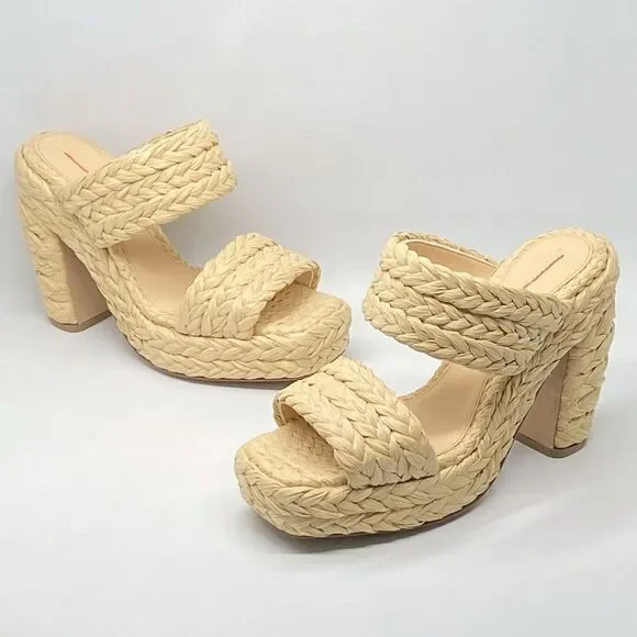 Bottega Veneta Trinity Weave Raffia Platform Sandals size 38