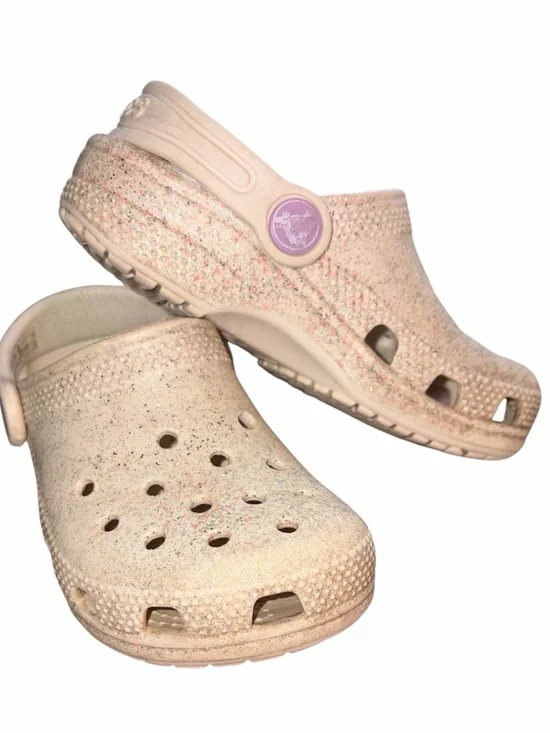 Toddler size 9 white glitter crocs