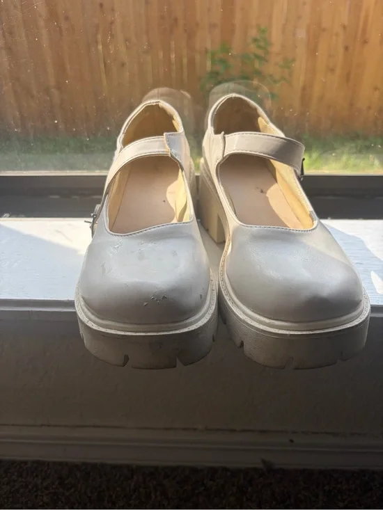 Cream Mary Jane Platform Shoes