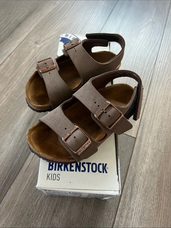 Birkenstock Kids Brown Double Strap Sandals with Buckles