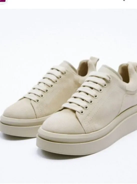 Zara Cream Platform Sneakers size 38