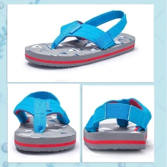 KRABOR Baby Boys Shark Flip Flops Sandals with Back Strap Size 5/6