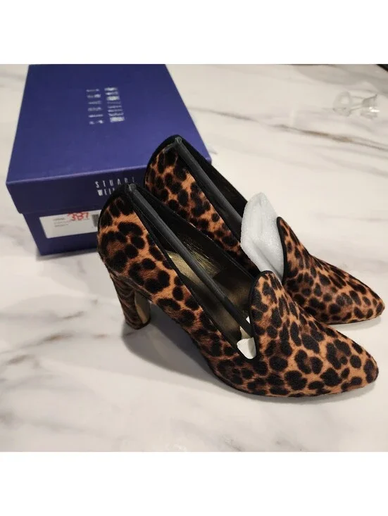 New Stuart Weitzman Uprise Chocolate Feline Haircalf Pumps Size 7.5