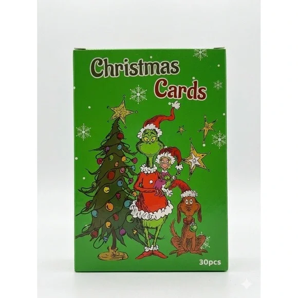 ONIBOGO How the Grinch Stole Christmas Cards 30‎ Count Box Merry Grinchmas Green