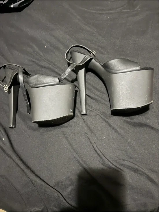 Black pleaser Platform Stiletto Heels with Ankle Strap