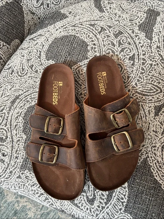 Women’s Brown Double-Buckle Slide Sandals by white mountain