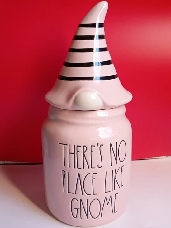 Rae Dunn Pink Striped Gnome Canister