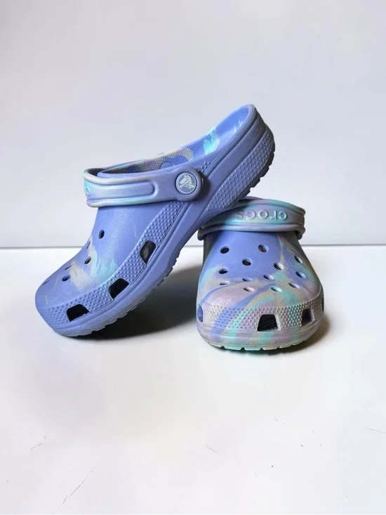 Crocs Classic Marbled Clog J3 Moon Jelly Multi Purple Blue Pastel Kids Shoes