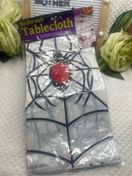 MOTHER Spiderweb Tablecloth in White, Black and Red