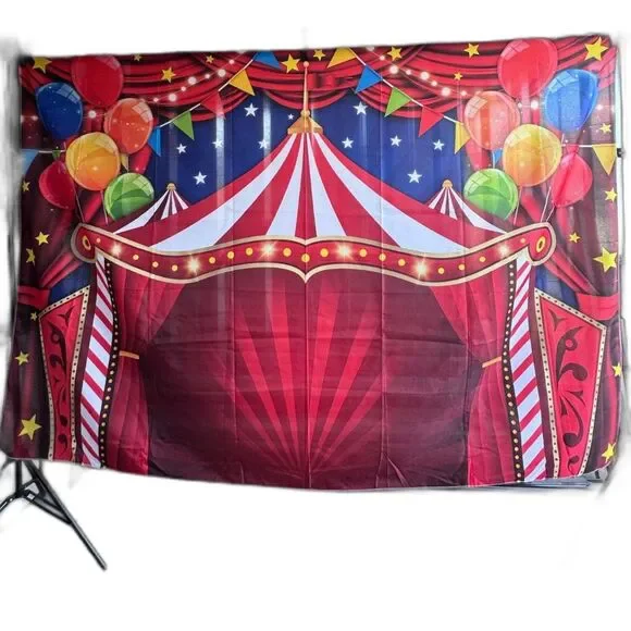 Circus Big Top / Carnival Quality Fabric Photo Backdrop Party Decor Banner Fun!!