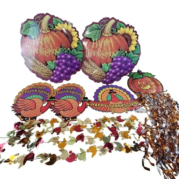 7 Amscan Thanksgiving Cutouts Party Decorations Turkey Pumpkin Garland