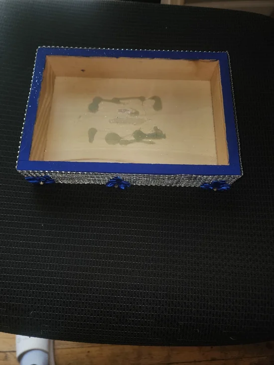 Decorative Blue and Silver Wooden Display Tray - Home Art