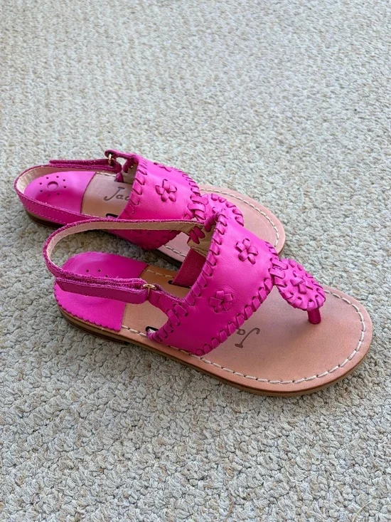 🌺 GIRLS Jack Rogers Pink Leather Sandals Size 12🌺