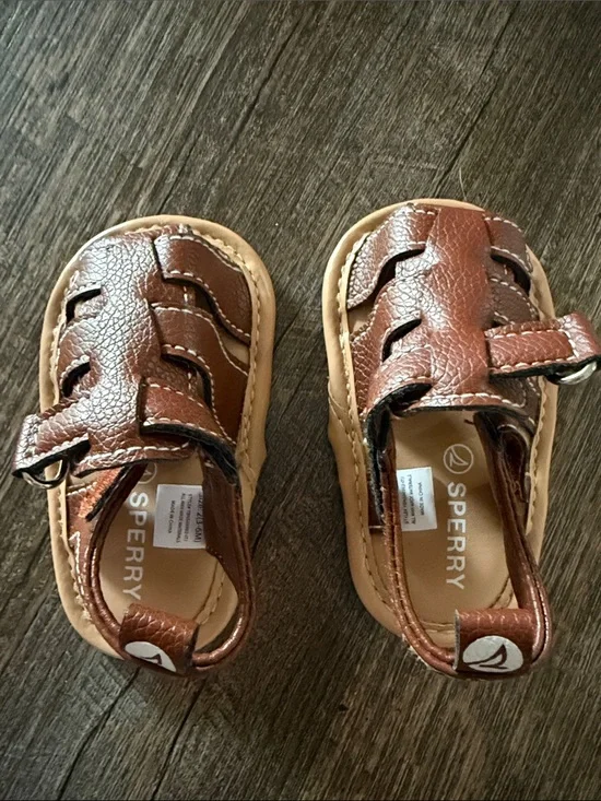 Sperry Toddler Brown Leather-Look Fisherman Sandals
