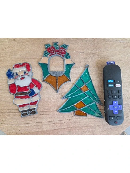VTG Faux stained glass ornaments.