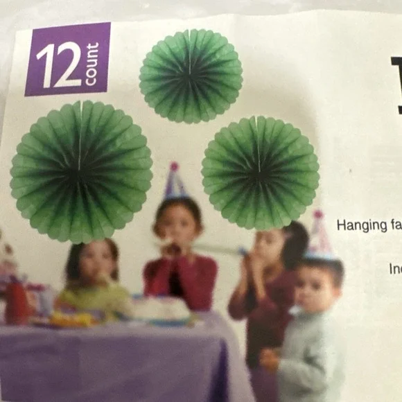 12Pcs Hanging Paper Fans Party Set‎ Decoration for Home Birthday Wedding Green