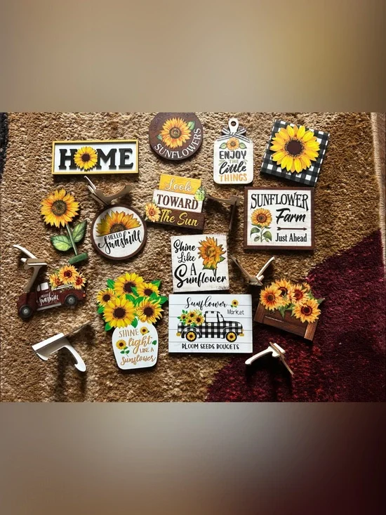 Sunflower Home Party Décor Sign Set - Yellow Sunflower Accents