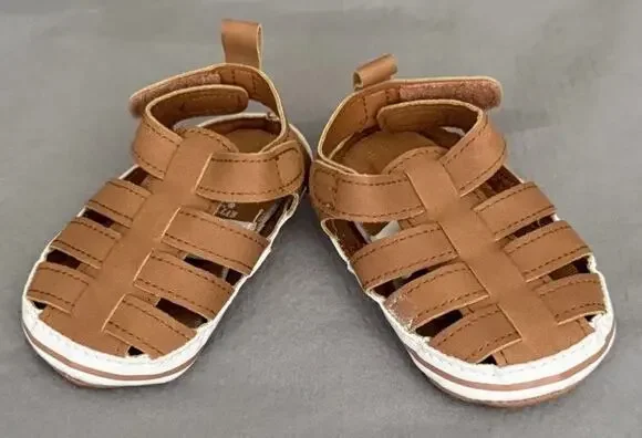 Beverly Hills Polo Club Baby Infant Toddler Boys Brown Sandals, Hook & Loop sz 3