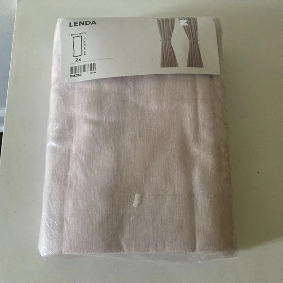 IKEA LENDA Curtains 2 Panels, 1 pair Light Pink 55x118 w Tie Backs  604.444.76