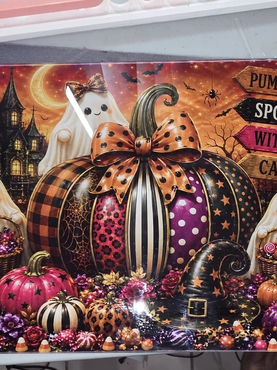 Halloween Decorative Pumpkin Glass Cutting BOARD - Orange, Black & Purple