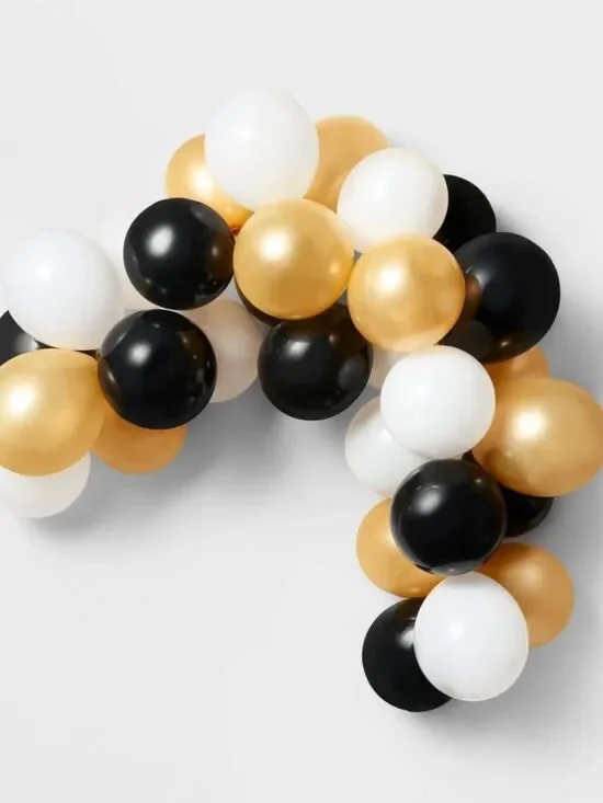 3pk- Spritz Black White Gold Balloon Garland Graduation Birthday