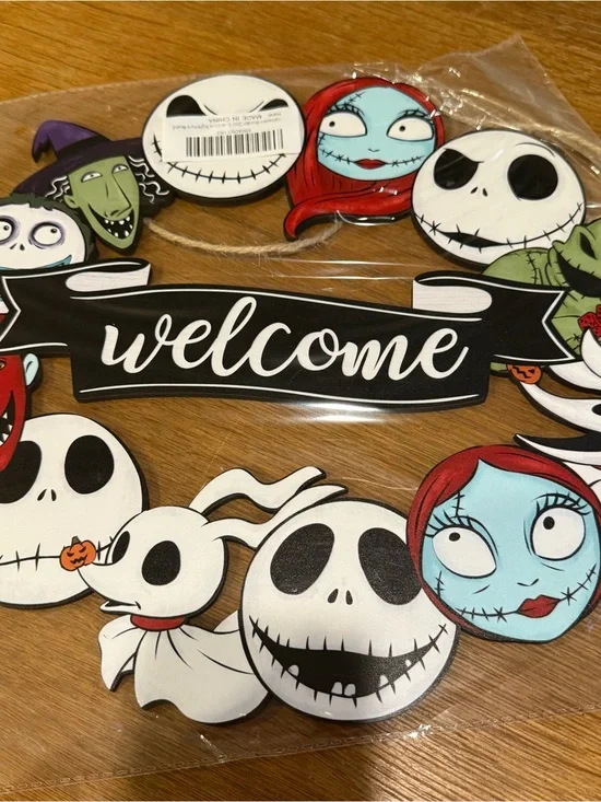 Welcome Halloween Door Hanger Nightmare Wooden