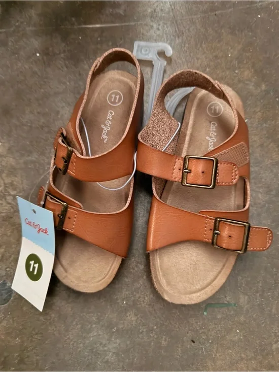 Cat & Jack Kids Tan Double-Buckle Adjustable Sandals