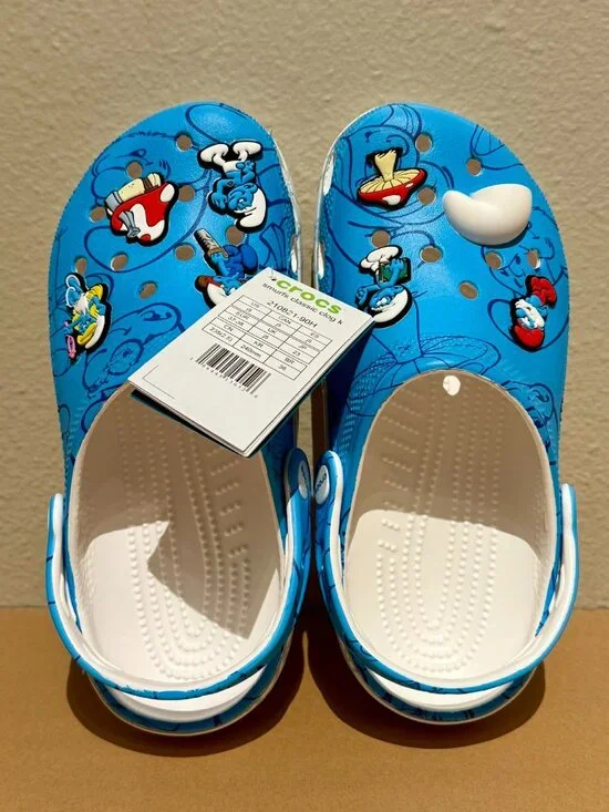 Crocs Smurfs Classic Clogs for Big Kids - Unisex Fun Graphic - NWT | No Offers
