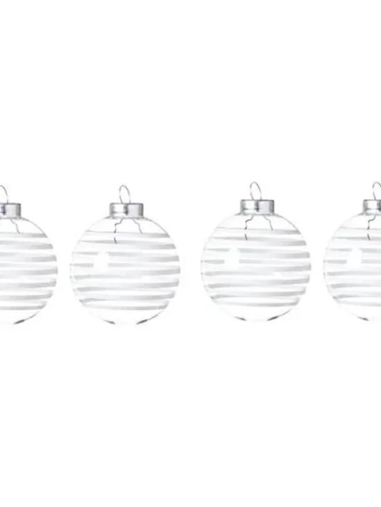 4 Pack VINTERFINT Tree Ornament Bauble Clear Glass White 2¼
