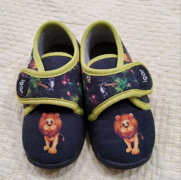 Igor Kids' Black and Green Lion Shoes