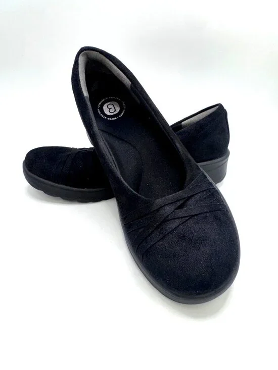 BZees Womens Size 9W Black Slip-On Shoes Cushioned Insoles Lightweight Design