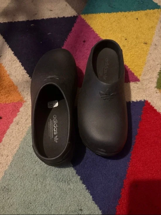 adidas Kids Black Slip-On Clogs with Trefoil Logo