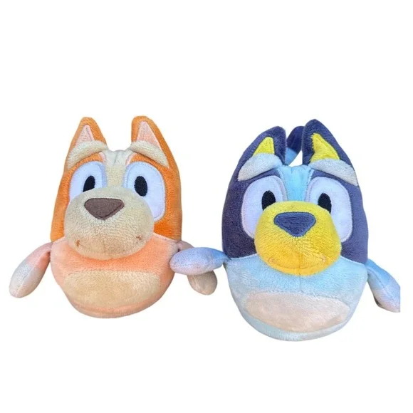 Bluey and Bingo Toddler Plush Slippers Size 5/6 Blue‎ Orange House Shoes