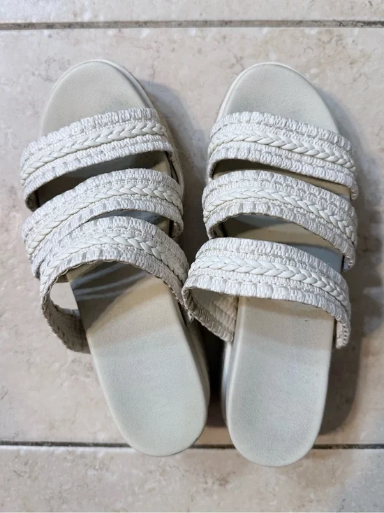 MIA Woven Strap Slide Sandals - Cream