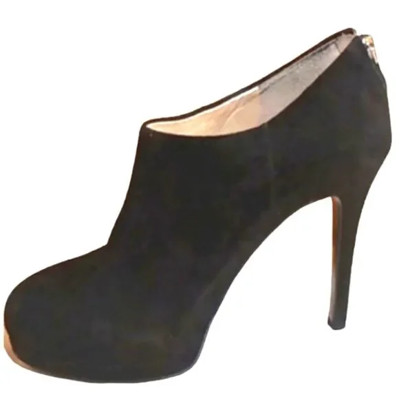 Nine West Heywire Black Leather Zipper Platform Stiletto Bootie  4
