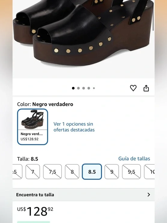 Black Platform Clog Sandals with Stud Detail - Women Size 7.5