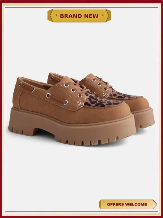 Women's Platform Boat Shoes Lace-Up Lug Sole