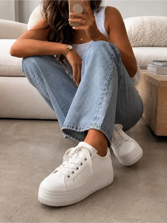 Steve Madden BOBBI30 White Platform Sneakers Women’s Size 8.5