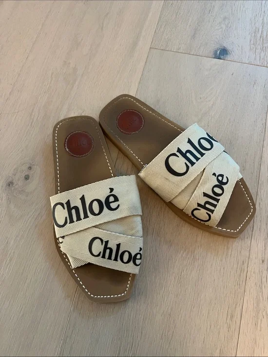 Women’s Beige Logo Slide Sandals