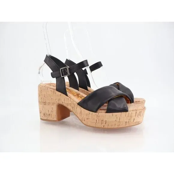Kork-Ease Korks Calda Sandals Women's 10 Black Platform Chunky Slingback Y2K