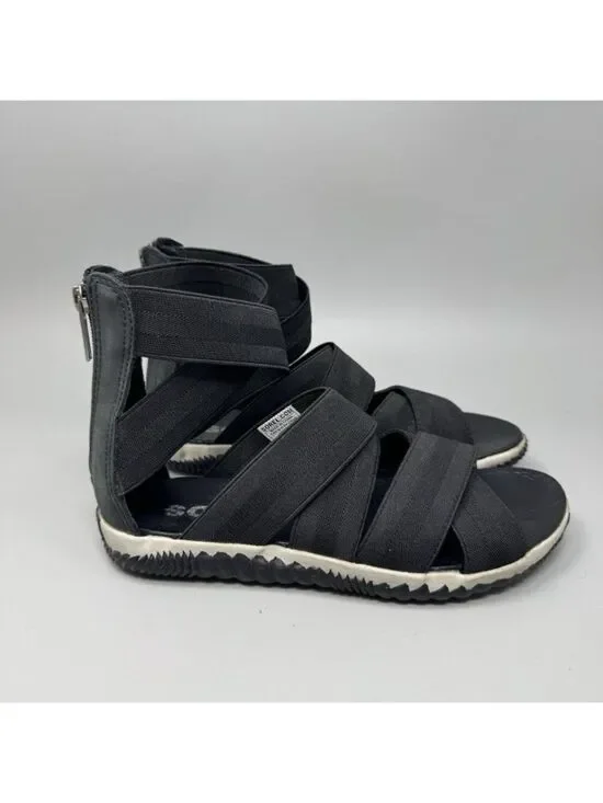 Sorel Out N About Plus Strap Black Sandals Size 7 Women’s