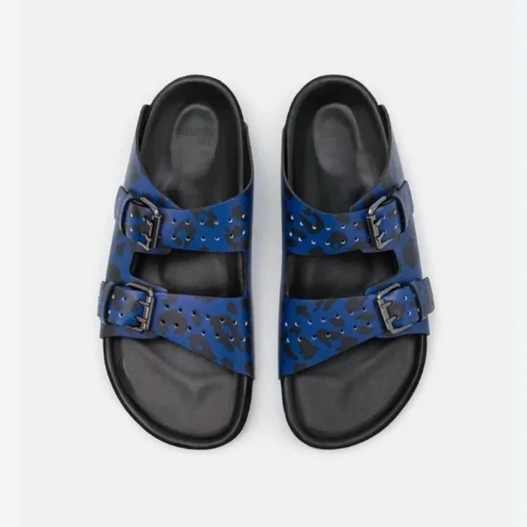 Kooples Unisex Slides Buckle Accents Blue Black FR 41 - US 7 - W8.5 NEW