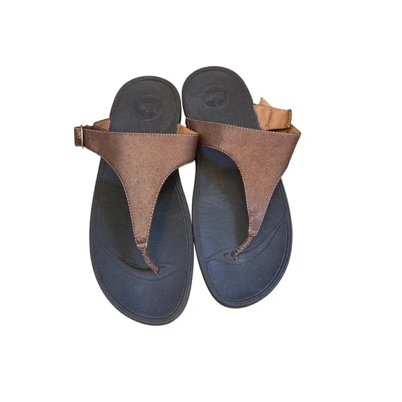 FitFlop Pietra Bronze Metallic Thong Sandals Womens 10 Microwobbleboard 458-012‎