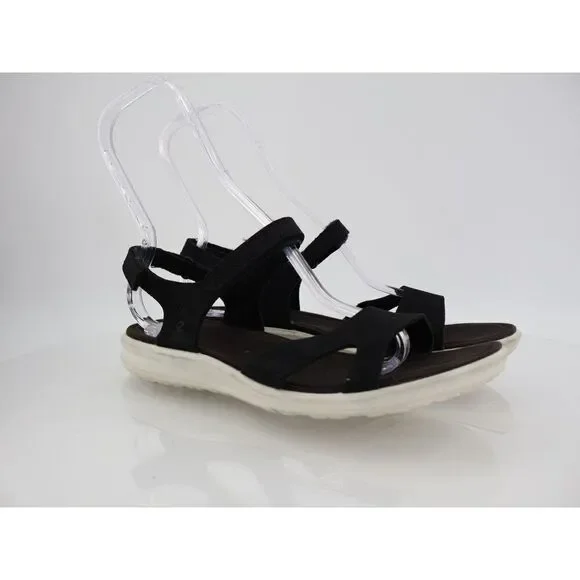 Ecco Cruise II Nubuck Flat Sandal Size 40 9/9.5 Black Wedge Slingback