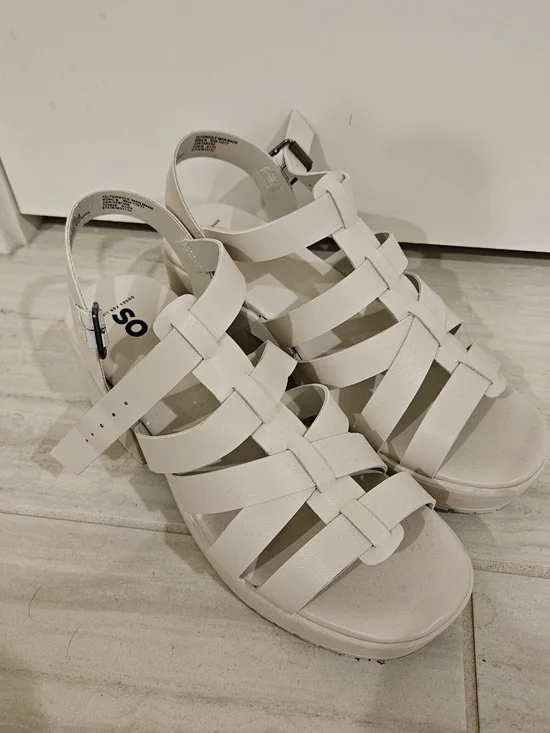 SO White Strappy Women's Sandals with Ankle Buckle