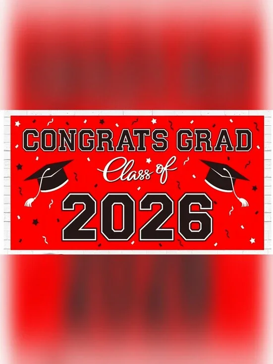 NWT Class of 2026 Graduation Banner Red And Black Backdrop 65