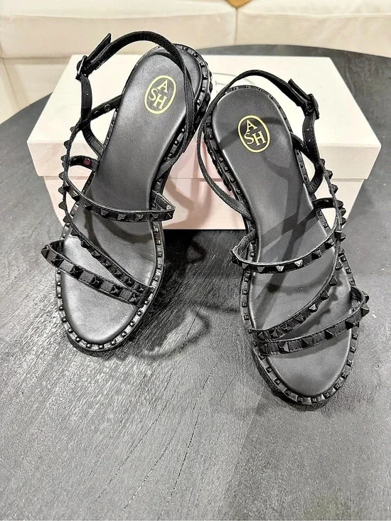 Ash Peace S Studded Strappy Sandals Black EU 39 Like New