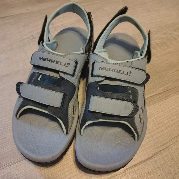 Merrell Womens Sport Sandals Grey Blue Adjustable Straps Hiking Walking Size 5
