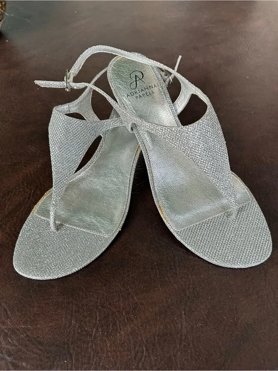 Adrianna Papell Silver Glitter Slingback Sandals