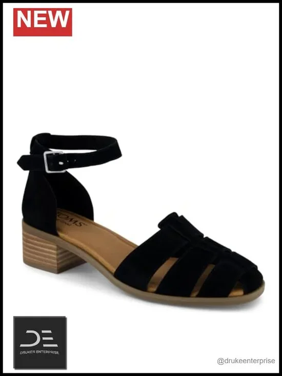 TOMS Fisherman Sandals Low Heel 1.5-inch Ankle Strap Suede